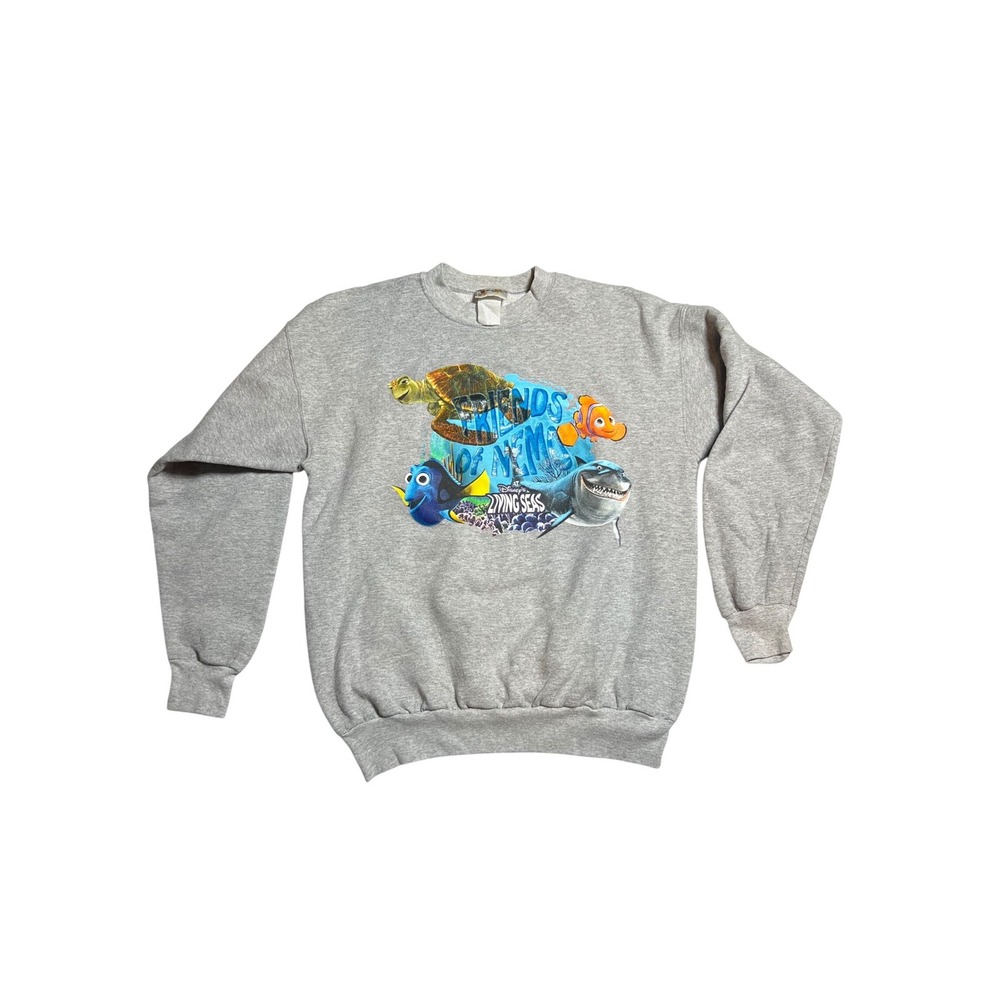 Walt Disney World Epcot Living Seas Finding Nemo Gray Sweatshirt Crewneck L